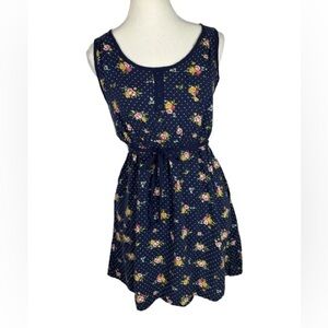 💜 5/$20 Forever 21 Navy Floral Sleeveless Mini Dress w/ Pockets Size S